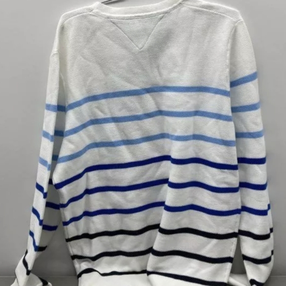 Tommy Hilfiger Women's Blue/White Striped Sweater Size XL NWT MSRP $74.99 - Picture 2 of 4